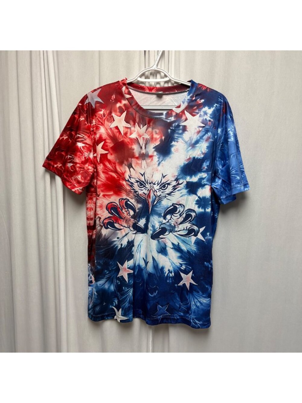 Patriotic Tie-Dye Performance Shirt Mens Size Medium Eagle Claws Stars Tee NEW